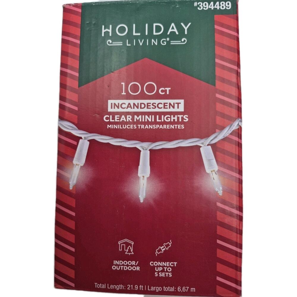 100-Count Incandescent Clear Mini Lights LOT of 4 Boxes NEW Holiday Time
